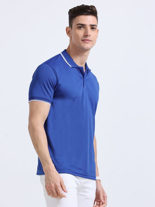 PrimoKnit Dotcell Polo - Royal Blue with White Tipping Moonland Global Pvt Ltd