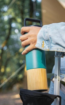 Dual-Tone Bamboo Steel Insulated Bottle – 500 ml
