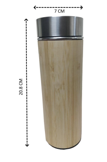 Bamboo Steel Insulated Water Bottle Flask - 450ml