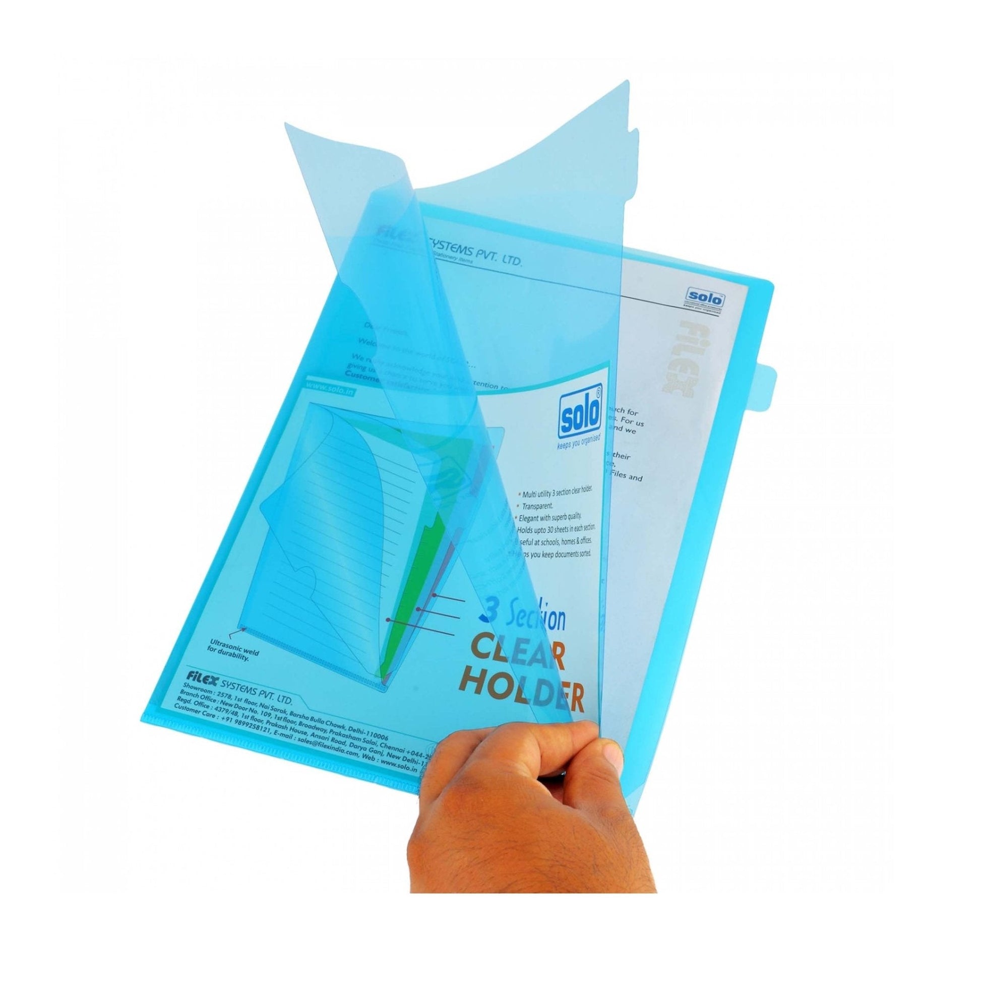 3 Section Clear Holder - A4 (CH110), Pack of 5 MARSH Stationery