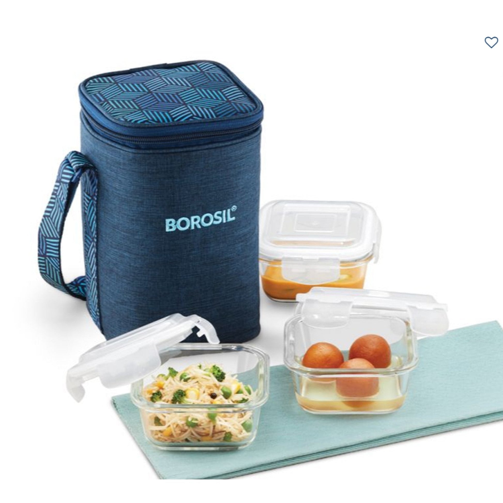 3 Square Microwavable Glass Lunch Box (Foodluck Blue) - ICYCSBSS320 MARSH Corporate gifts
