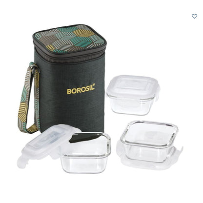 3 Square Microwavable Glass Lunch Box (Foodluck Olive) - ICYCSOSS320 MARSH Corporate gifts