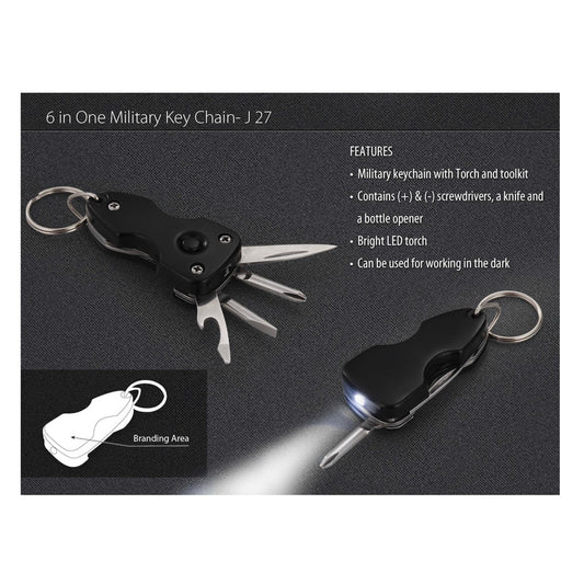 6 In 1 Military Key Chain With Toolkit And Torch - J27 MARSH Corporate gifts