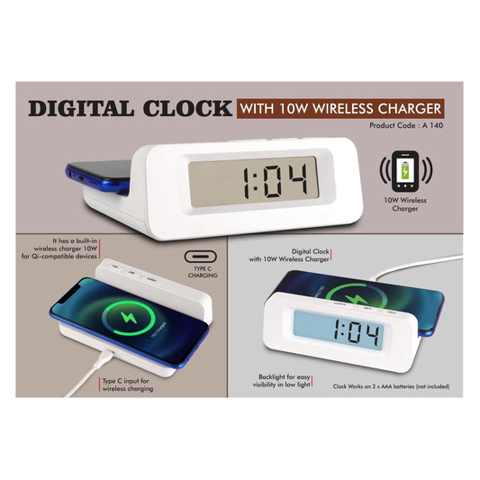 Digital Clock with 10W Wireless Charger | Type C input for charger - A 140 MARSH Corporate gifts