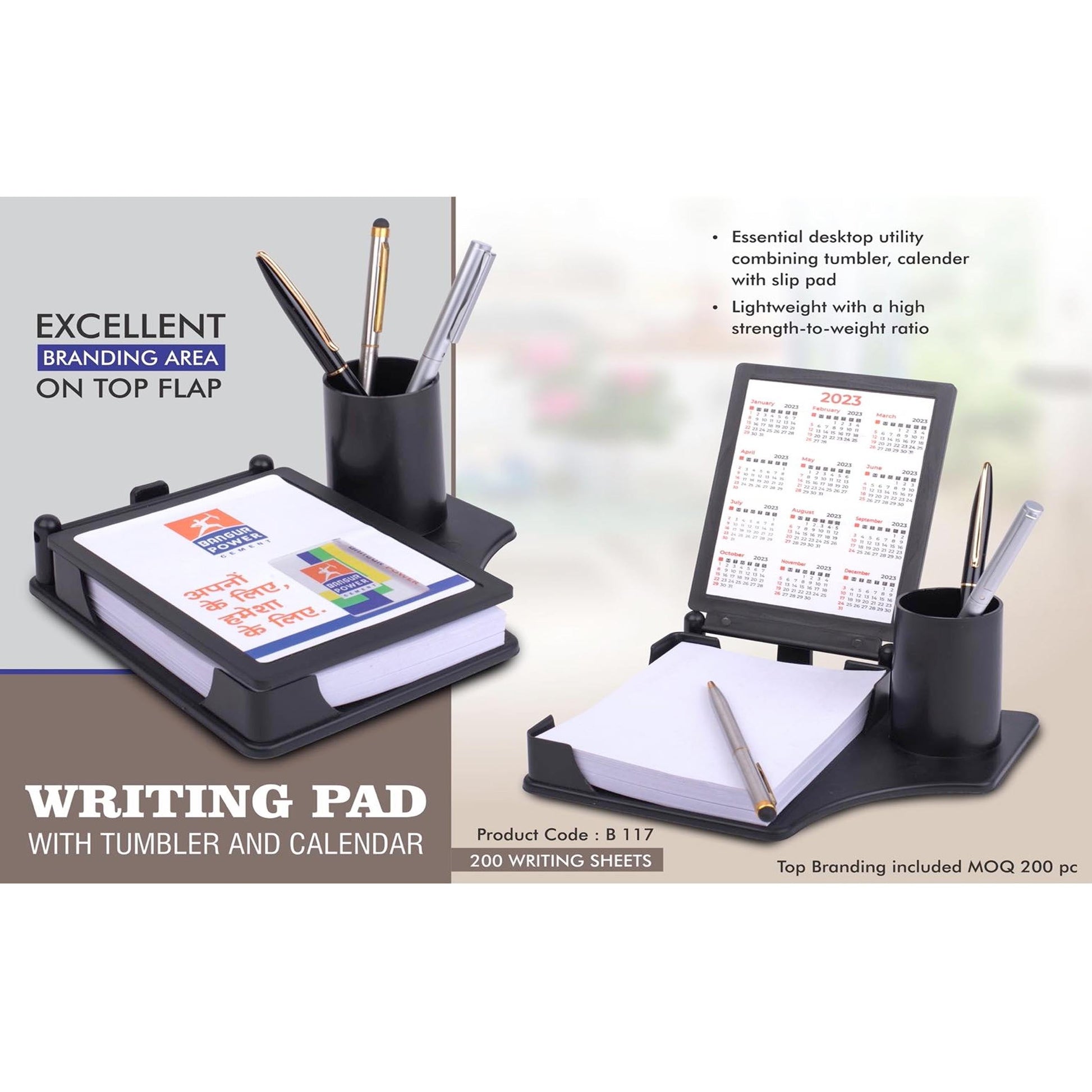 Writing pad with Tumbler and Calendar | 200 writing sheets | Top Branding included MOQ 200 pc - B 117 MARSH Corporate gifts