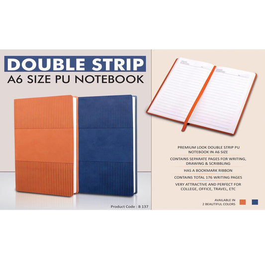 Double strip A6 size PU notebook -  B 137 MARSH Corporate gifts