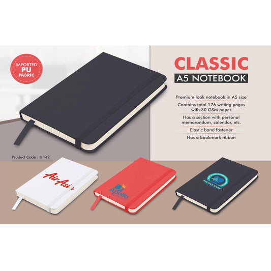 Classic A5 notebook | Hard bound cover | Pages with memorandum, month planner & bookmark ribbon k -   B 142 MARSH Corporate gifts