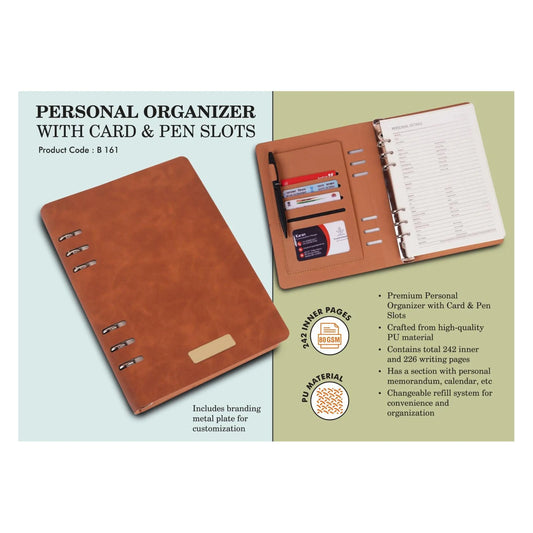 Personal organizer with Card & Pen slots | Metal plate included |  Changeable refill Br - B 161 MARSH Corporate gifts
