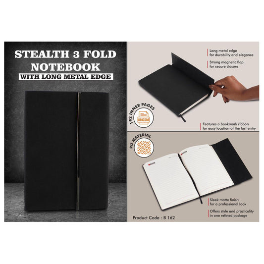 Stealth 3 fold notebook with Long metal edge - B 162 MARSH Corporate gifts