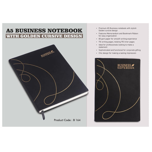 A5 Business notebook with Golden cursive design - B 164 MARSH Corporate gifts