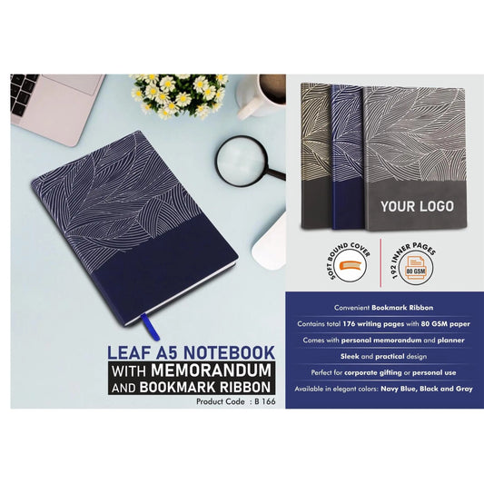 Leaf A5 Notebook with Memorandum and Bookmark Ribbon - B 166 MARSH Corporate gifts