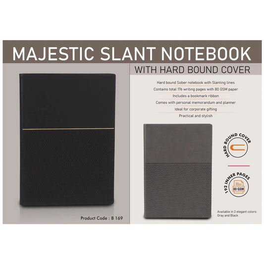 Majestic Slant Notebook with Hard bound cover | Includes  Memorandum and Bookmark Ribbon - B 169 MARSH Corporate gifts