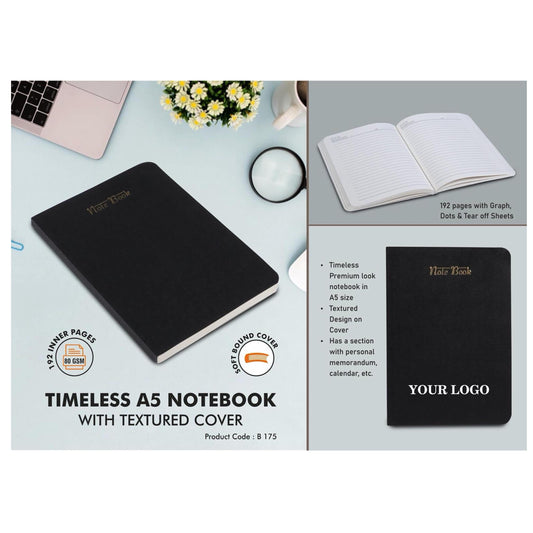 Timeless A5 notebook with textured cover | 192 pages with  Graph, Dots & Tear off Sheet - B 175 MARSH Corporate gifts