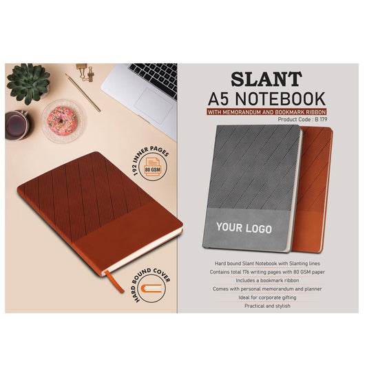 Slant A5 Notebook with Memorandum and Bookmark Ribbon - B 179 MARSH Corporate gifts