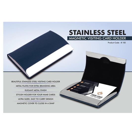 Stainless Steel Magnetic Visiting Card holder- Blue -  B 182 MARSH Corporate gifts
