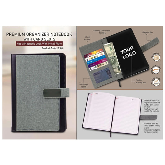 Premium Organizer notebook with card slots | Magnetic Lock  with Metal plat - B 185 MARSH Corporate gifts