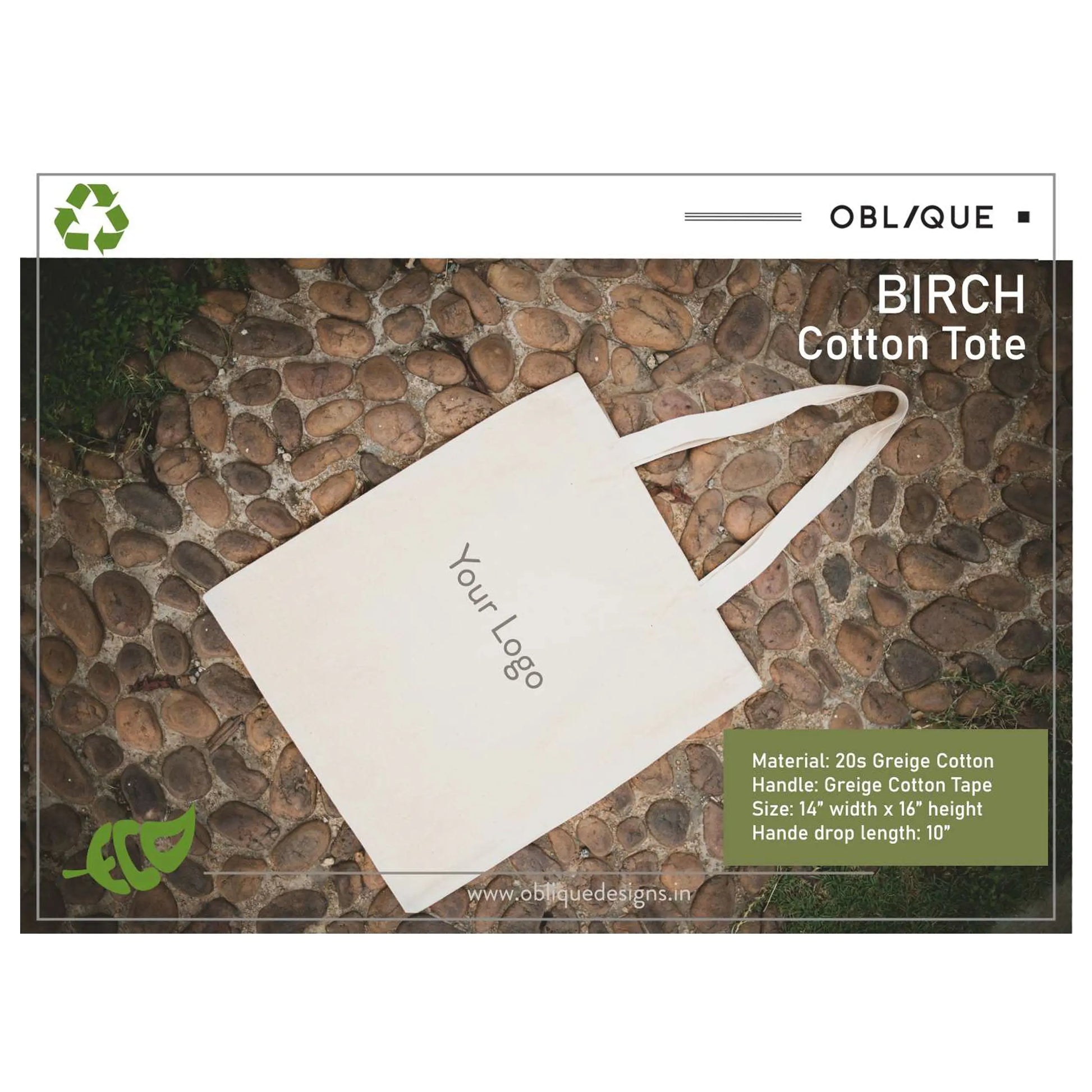 OBLIQUE - BIRCH COTTON TOTE - JUTE BAG MARSH Corporate gifts