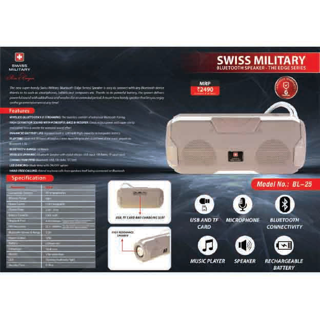 SWISS MILITARY - BLUETOOTH SPEAKER  - BL25 MARSH Corporate gifts