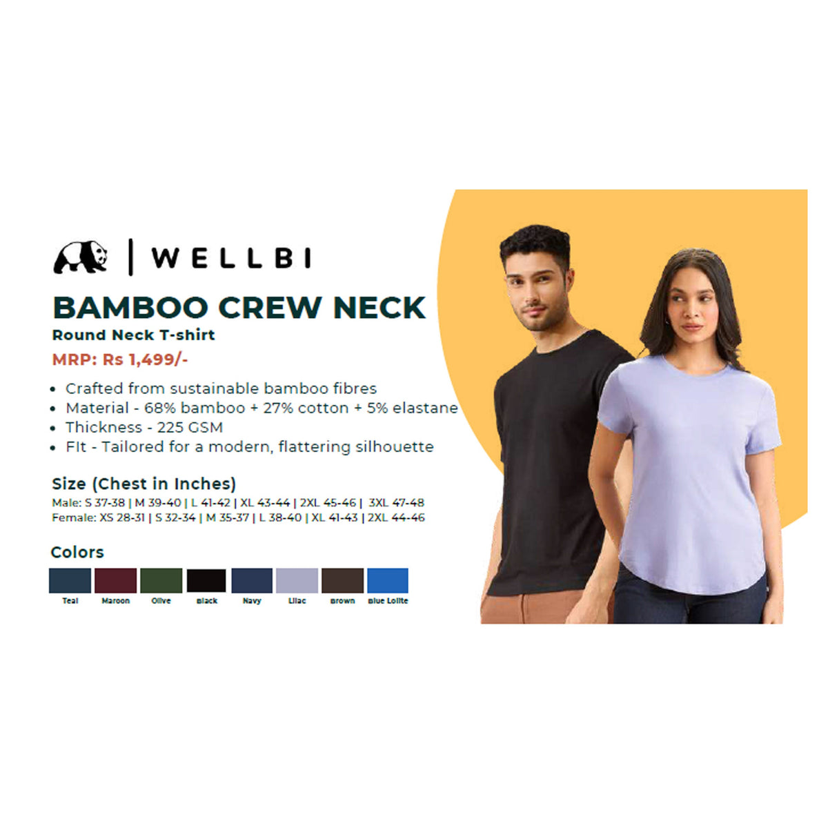 WellBi Bamboo Crew Neck T-shirt