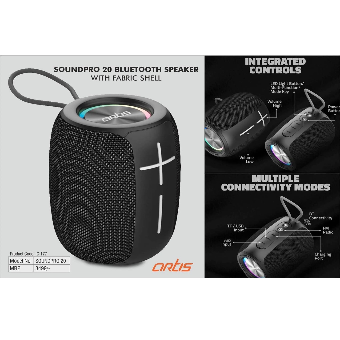 Ortis Soundpro 20 Bluetooth speaker with Fabric Shell- C 177 MARSH Corporate gifts