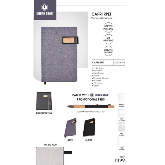 URBAN GEAR -CaprirPet - Note Books (Hard Bound) - UG-ON74 MARSH Stationery