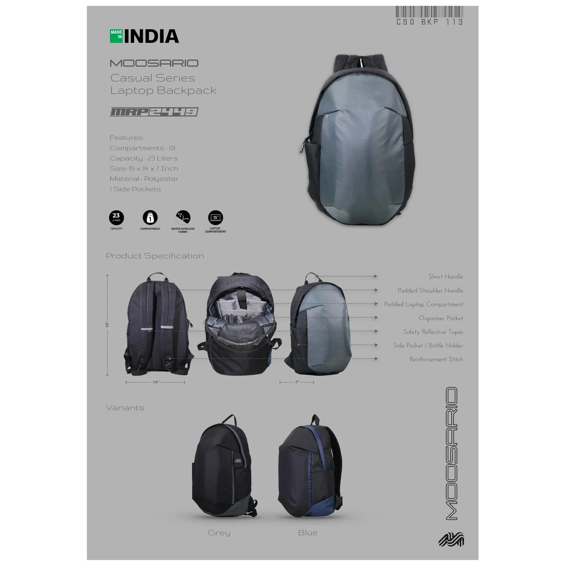 MOOSARIO BAGS - LAPTOP BAGS  - BKP 113 MARSH Corporate gifts
