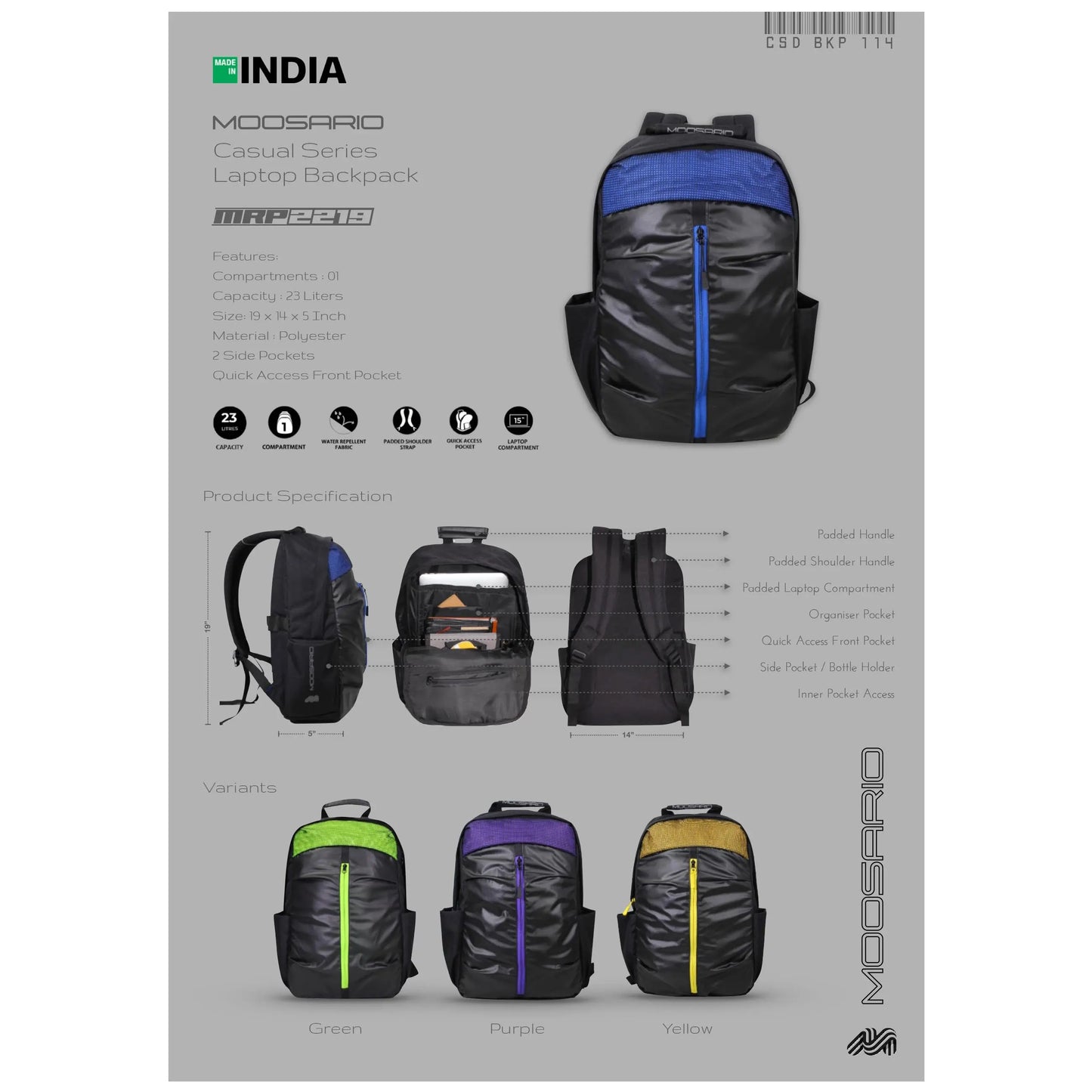 MOOSARIO BAGS - LAPTOP BAGS  - BKP 114 MARSH Corporate gifts