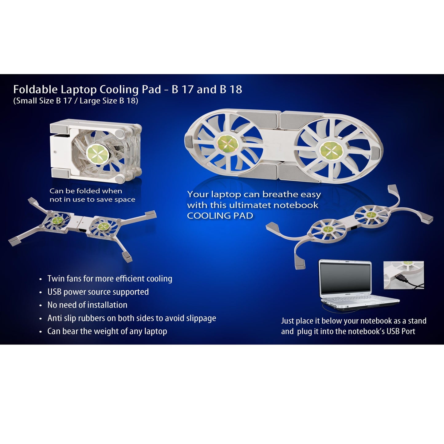 Folding Laptop stand with USB Fan  - C B 17 MARSH Corporate gifts