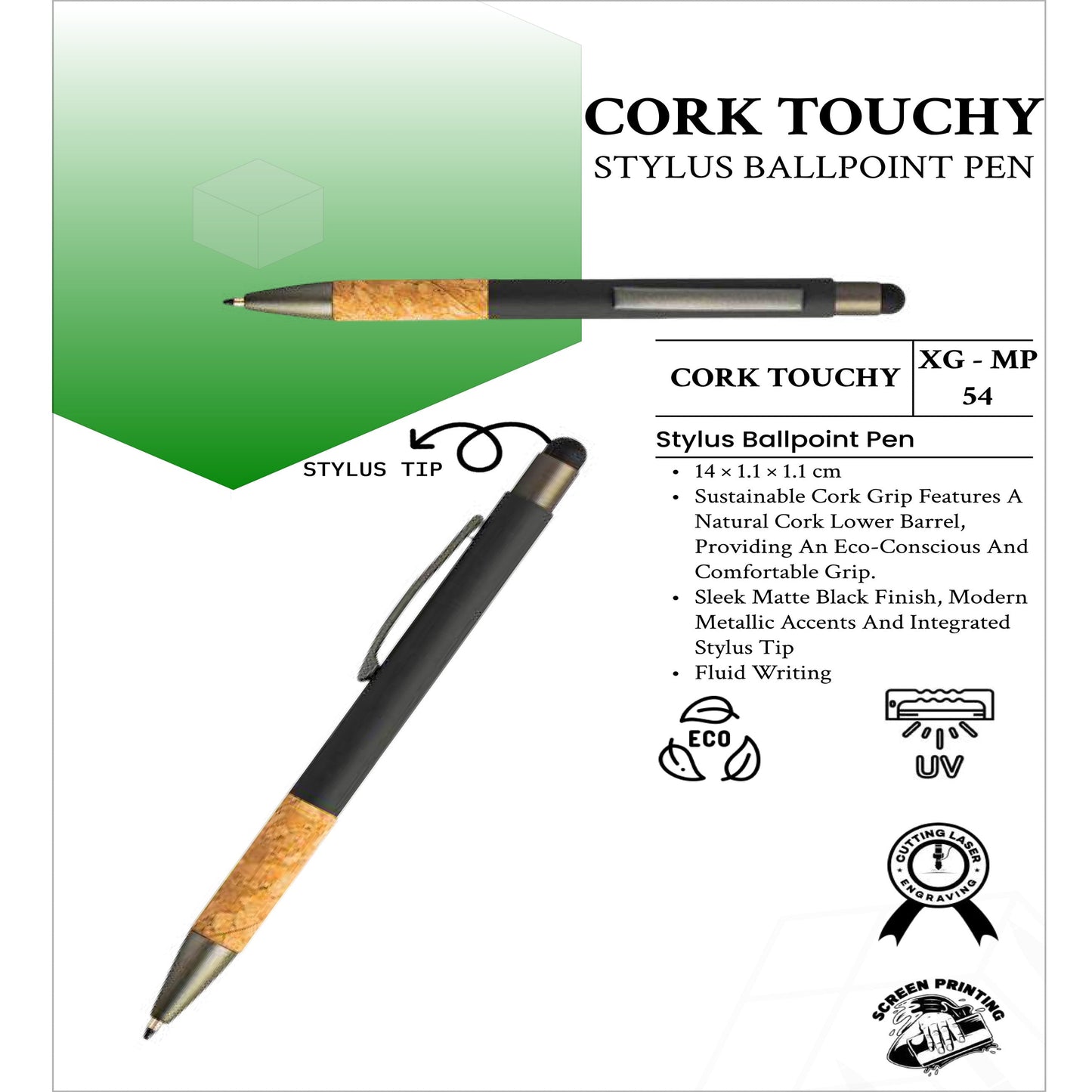 Cork Touchy Stylus  BallPoint  Pen XG -MP54 MARSH Corporate gifts