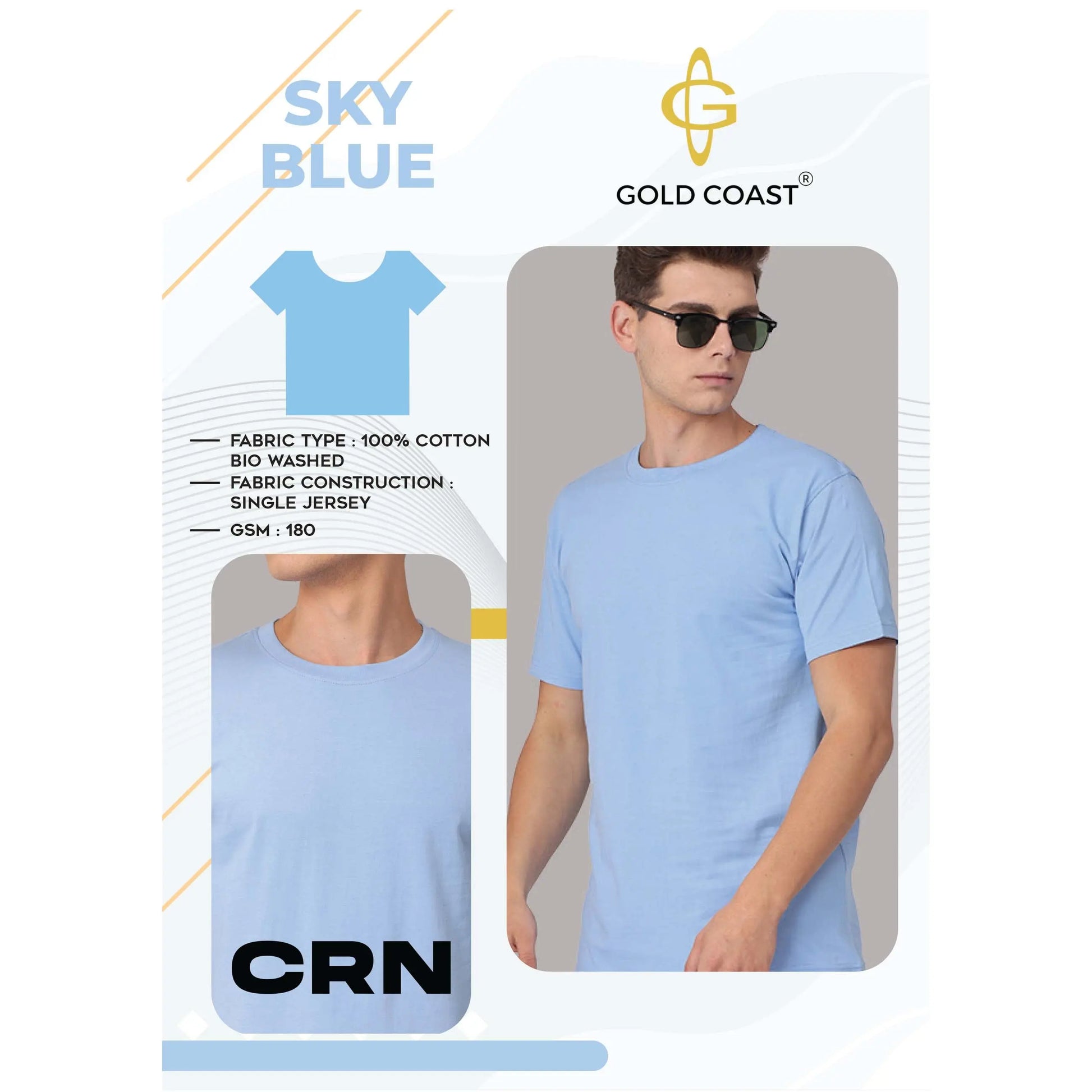 Gold Coast Cotton Biowash Round Neck - CRN MARSH Corporate gifts