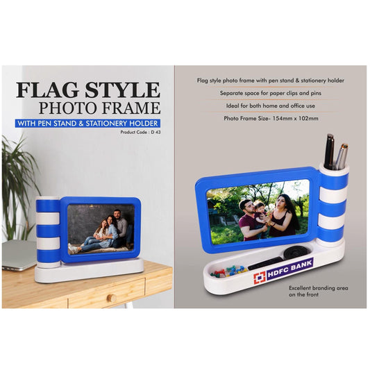 Flag style Photo frame with Pen Stand & Stationery holder -  D 43 MARSH Corporate gifts