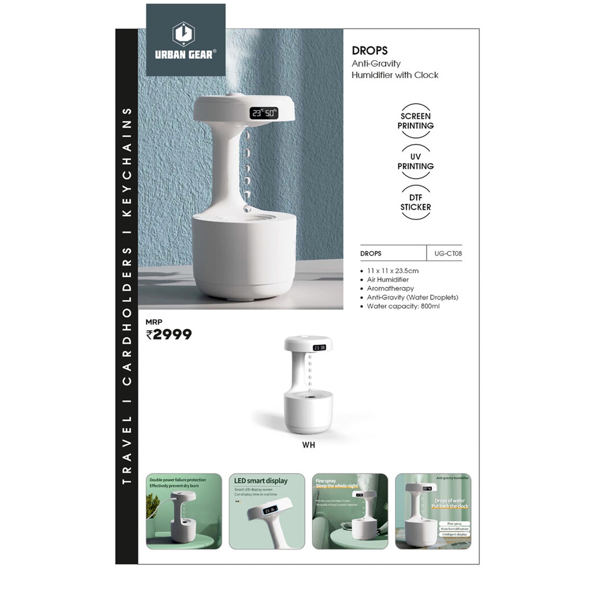 URBAN GEAR - SROPS - Anti-Gravity Humidifier with Clock - UG-GT08 MARSH Corporate gifts