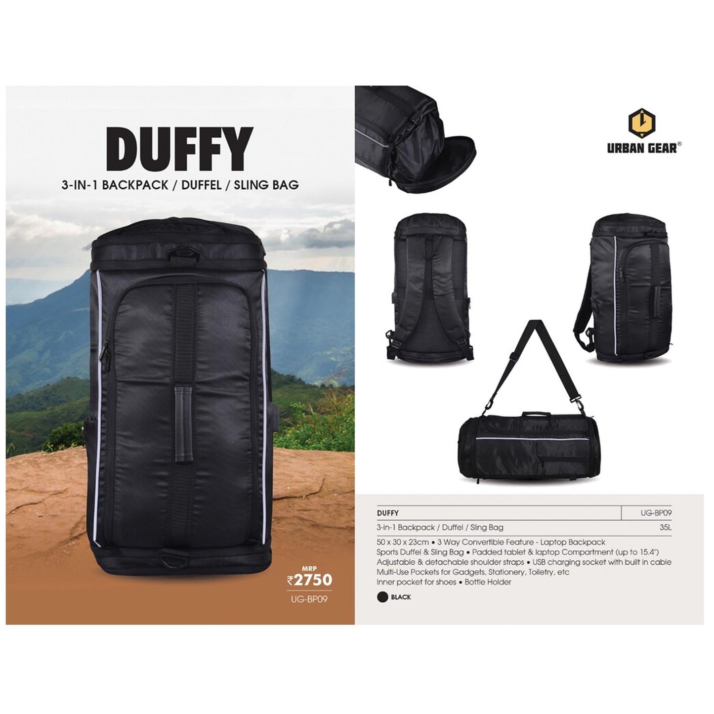 URBAN GEAR -  DUFFY - 3-in-1 Convertible Bag -  UG-BP09 MARSH Corporate gifts