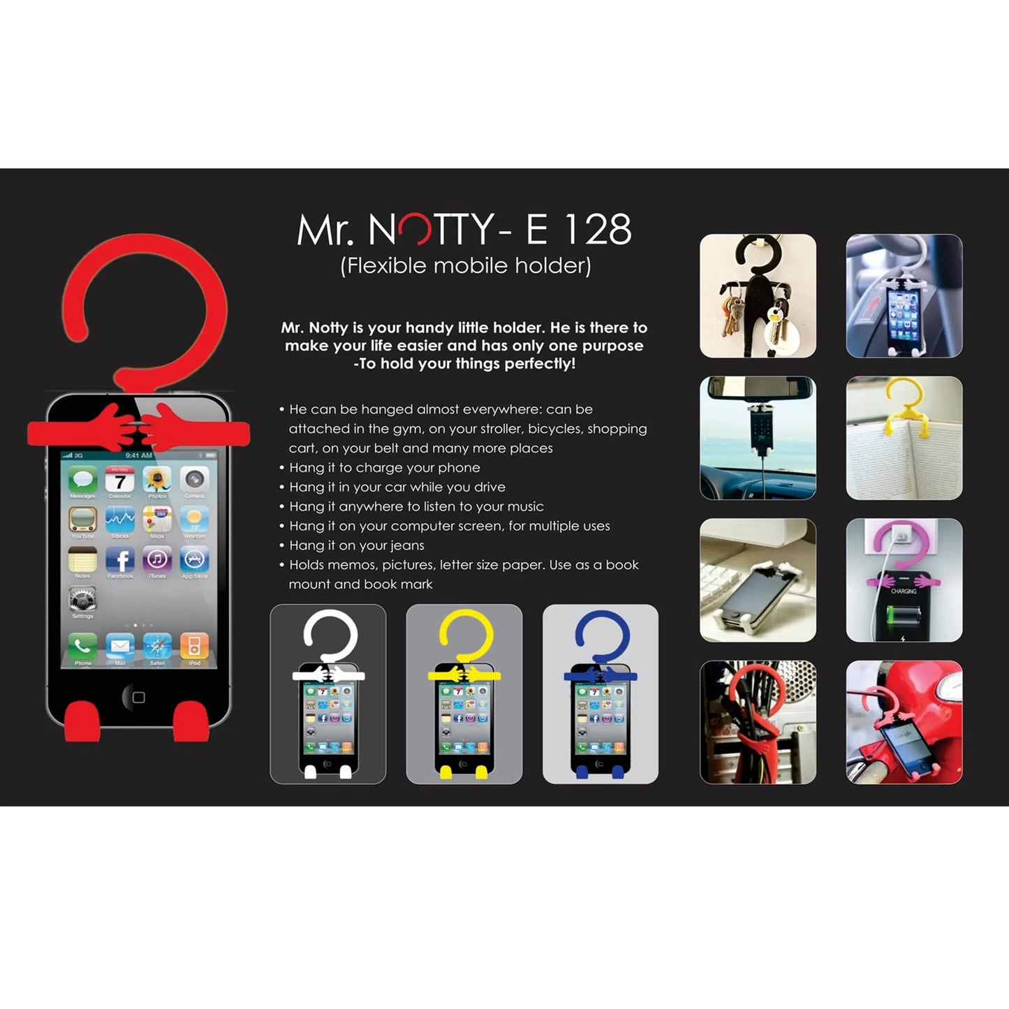 Mr. Notty: Flexible mobile holder  -  E 128 MARSH Corporate gifts