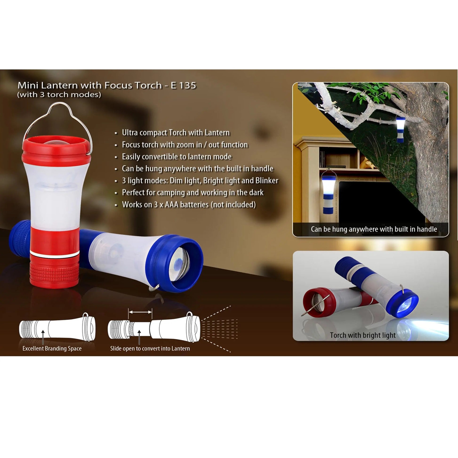 Mini Lantern with focus torch (with 3 torch modes)  -  E 135 MARSH Corporate gifts