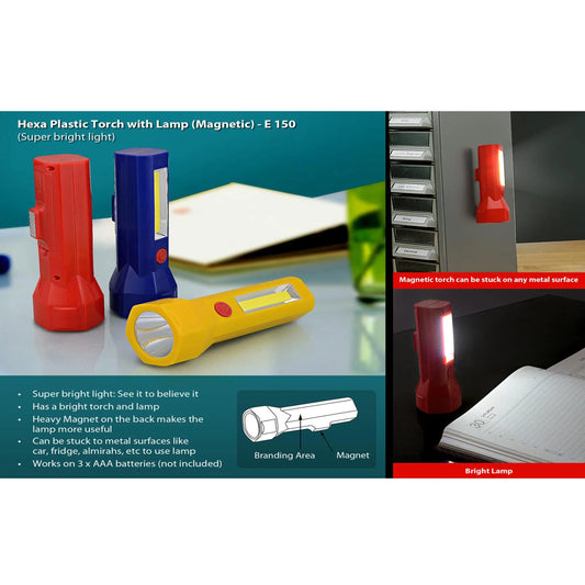 Hexa plastic torch with lamp (magnetic) -  E 150 MARSH Corporate gifts
