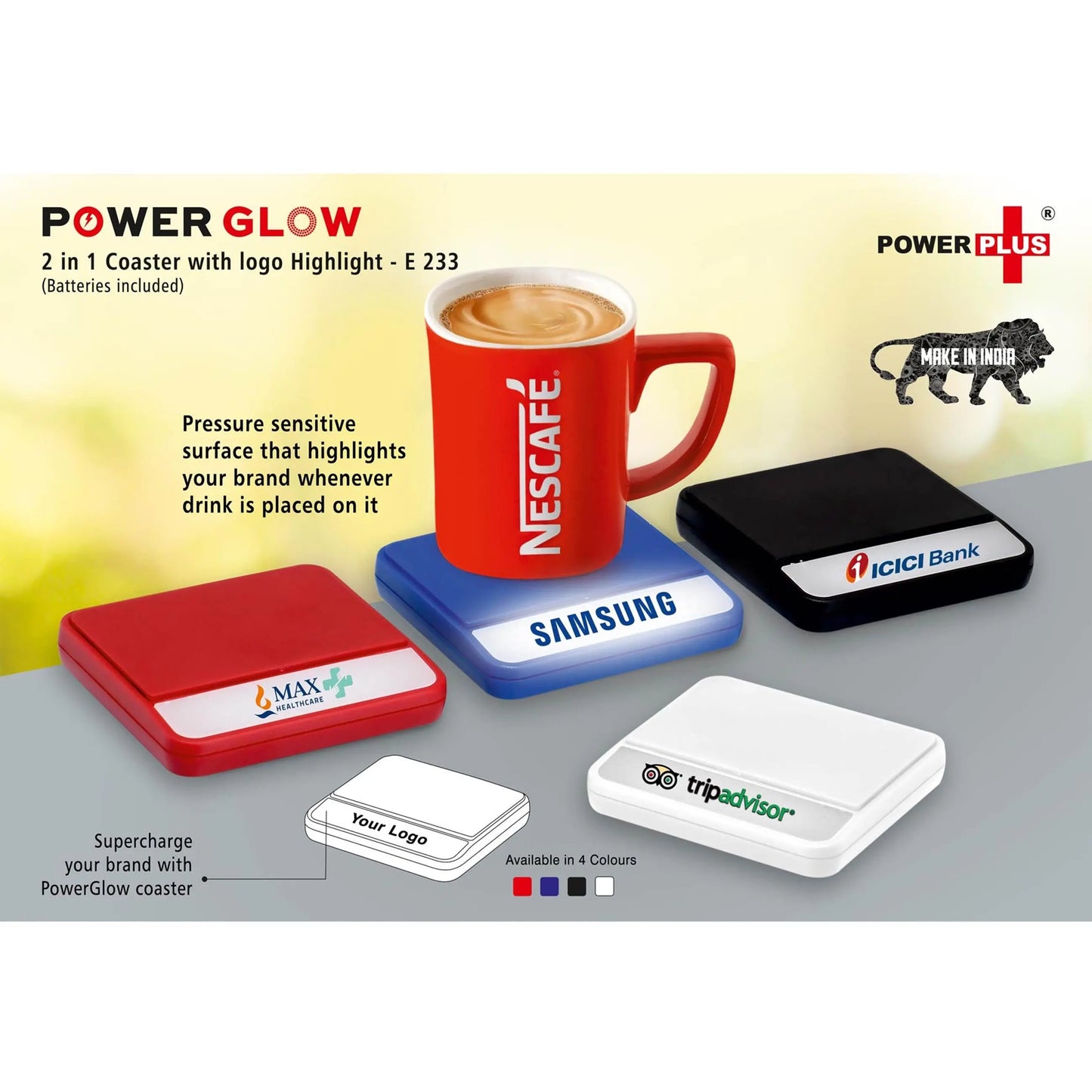 Power Glow coaster with logo highlight (batteries included))  -  E 233 MARSH Corporate gifts
