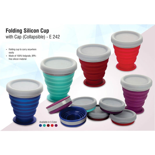 Folding silicon cup with cap (collapsible)   -  E 242 MARSH Corporate gifts