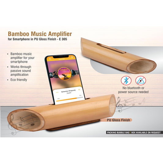 Bamboo Music Amplifier for Smartphones in PU gloss finish |  Universal Design - E 305 MARSH Corporate gifts