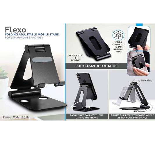 Flexo: Folding Metal Mobile Stand for Smartphones and Tabs | Folds completely to take minimal space | 3 fold style with double angle adjustment -  E 319 MARSH Corporate gifts