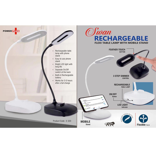 Rechargeable Flexi table lamp with Mobile stand | 3 step dimmer control | Feather Touch button - -  E 320 MARSH Corporate gifts