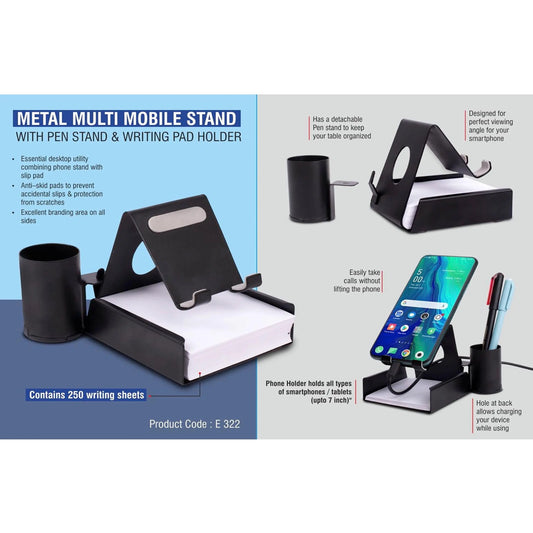 Metal mobile stand with Detachable Tumbler and Writing pad holder | 200 writing sheets included -  E 322 MARSH Corporate gifts