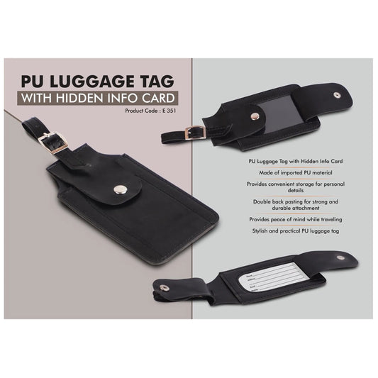 PU Luggage Tag with Hidden Info Card | Double back pasting -  E 351 MARSH Corporate gifts