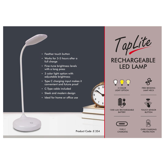 TapLite : Rechargeable LED lamp | 3 Color light with Brightness  adjustment | Type C Charging - E 354 MARSH Corporate gifts