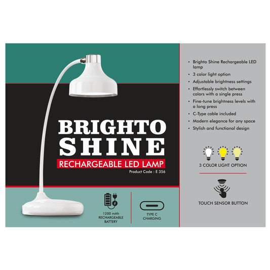 Brighto Shine : Rechargeable LED lamp | 3 Color light with  Brightness adjustment | Type C Charging  -  E 356 MARSH Corporate gifts