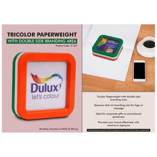 Tricolor Paperweight with Double Side branding area | Branding  size 6x6 cm approx | Branding MOQ 300 pc - E 359 MARSH Corporate gifts