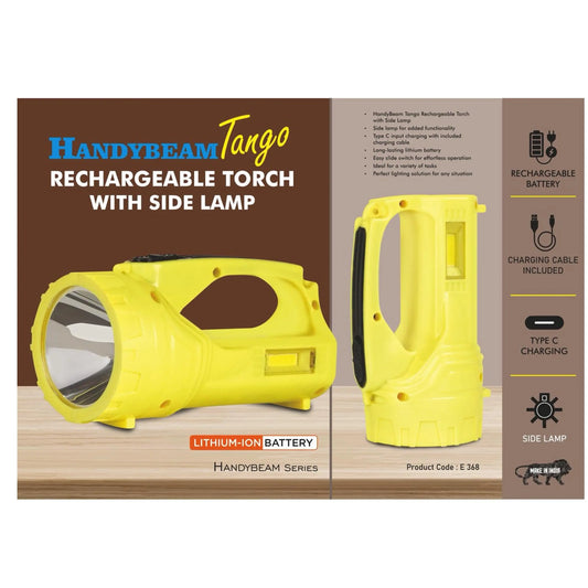 HandyBeam Tango: Rechargeable Torch with Side Lamp |  Charging Cable included - E 368 MARSH Corporate gifts