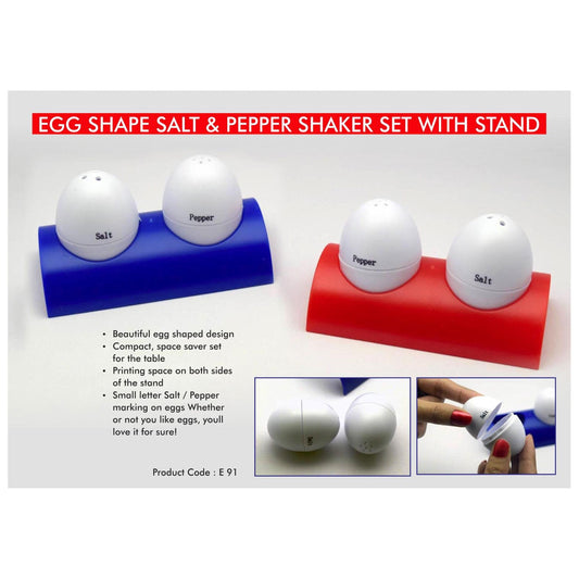 Egg shaped salt & pepper shaker set with stand - E 91 MARSH Corporate gifts