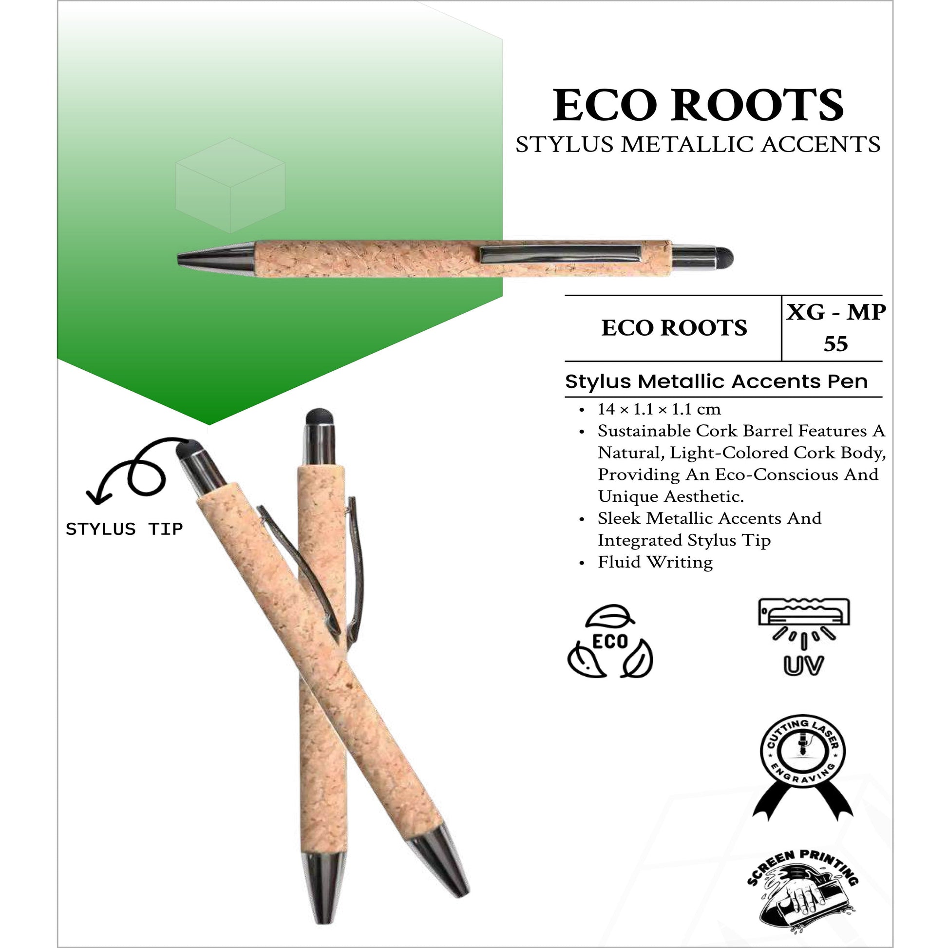 Eco Roots Stylus Metallic Accents XG -MP55 MARSH Corporate gifts
