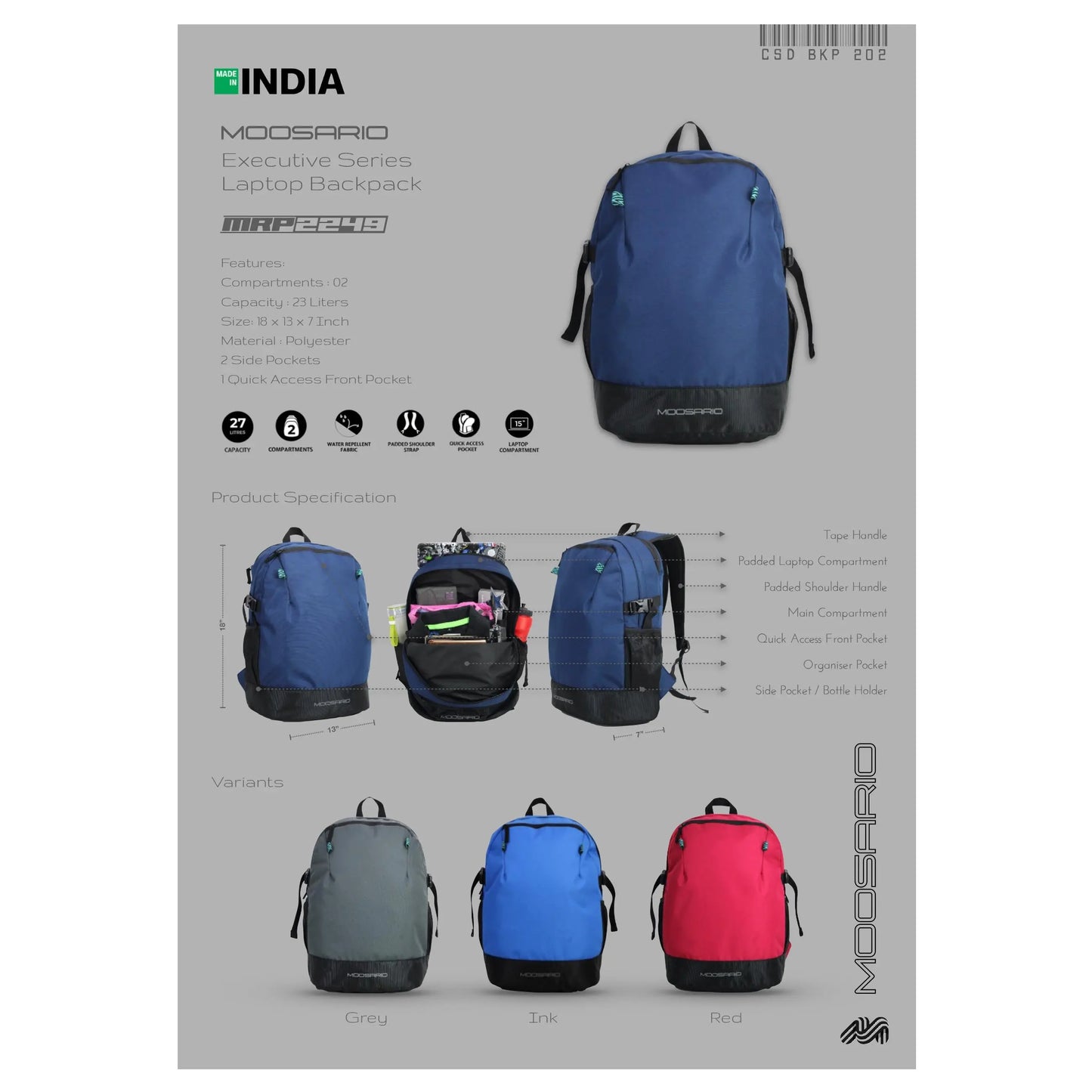 MOOSARIO BAGS - LAPTOP BAGS  - BKP 202 MARSH Corporate gifts